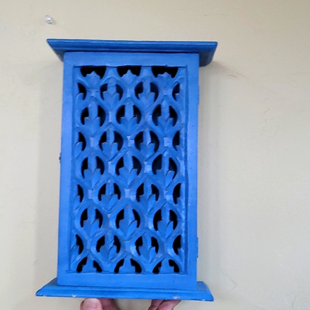 Blue wooden key cabinet